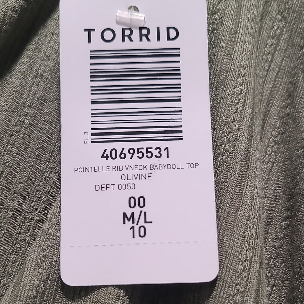 Torrid Ribbed V-neck Babydoll Top - Picture 2 of 4